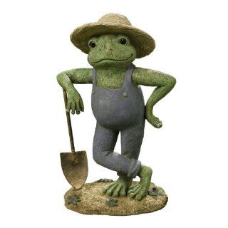 Grasslands Road Lilypad Lane Farmer Frog with Shovel (Discontinued by Manufacturer)  Outdoor Statues  Patio, Lawn & Garden