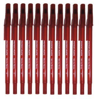 Paper Mate Write Bros 12 Capped Ball Point Pens, Red Ink, Medium Point, 1.0 mm : Ballpoint Stick Pens : Office Products