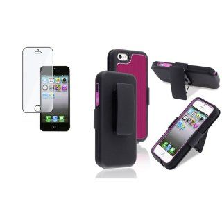 CommonByte Hot Pink Aluminum Swivel Holster w/Stand Case+Screen Protector Film For iPhone 5: Cell Phones & Accessories