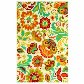Shaw Living Al Fresco Floral Indoor/Outdoor Rug, 7 Feet 10 Inch by 10 Feet 6 Inch, Beige   Area Rugs