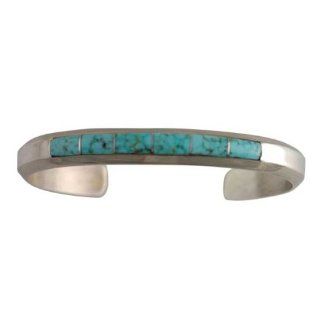 Martha Francisco Sterling Silver Number 8 Turquoise Inlay Bracelet Navajo Fashionnecklacebraceletanklet Jewelry