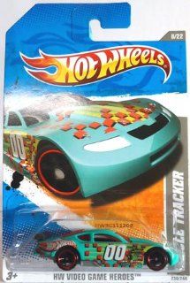 2011 Hot Wheels CIRCLE TRACKER HW Video Game Heroes 8 of 22 #230 blue green teal racing number 00 Toys & Games