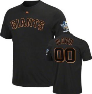 San Francisco Giants T shirt: Youth Any Player Black Name and Number T shirt with 2010 World Series Logo: Clothing
