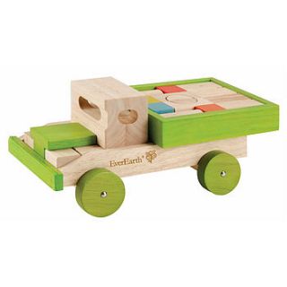 wooden push along truck and blocks by toys of essence