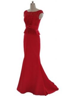 Qpid Showgirl roter Spitze langes Abendkleid Brautjungfer Kleid 9016RD: Bekleidung