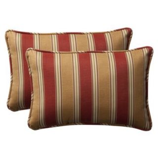2 Piece Outdoor Toss Pillow Set   Tan/Red Stripe