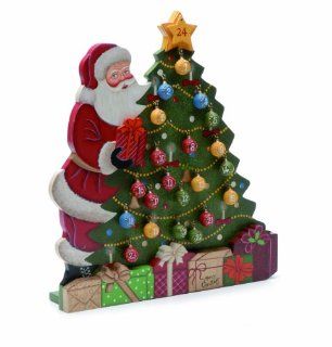 Festive Productions Ltd Luxus Adventskalender Santa Claus und Weihnachtsbaum mit nummerierten Christbaumkugeln, 35 cm, handbemalt: Küche & Haushalt