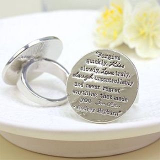words to live by ring in silver by lisa angel