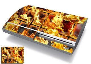 Bundle Monster Vinyl Skins For Sony Playstation PS3 Game Console   Cover Faceplate Protector Sticker Art Decal Accessory   Cross Flame: Video Games