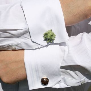 handmade ceramic conker cufflinks by juliet reeves designs