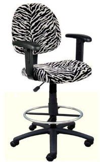 New! Zebra Print Soft Microfiber Drafting Bar Counter Stools Chairs with Adj. Arms : Bar Stools With Swivel And Casters : Office Products