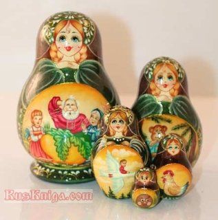 Nesting 5.2" Doll 5 Stacking Matryoshka Folk TURNIP [Height: 5.2 inches (13 cm). Materials: linden wood, gouache, lacquer; Made in Russia. 5 pieces] [For decades, people the world over have delighted in the matryoshka, or nesting doll, and her array o