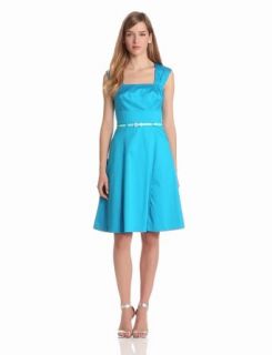 Calvin Klein Women's Square Neck Belted Dress, Cerulean, 8 at  Womens Clothing store