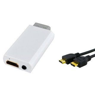 eForCity Nintendo Wii to HDMI 3.5mm Audio Converter Adapter + 6 FT High Speed HDMI Cable M/M Compatible with Nintendo Wii Video Games
