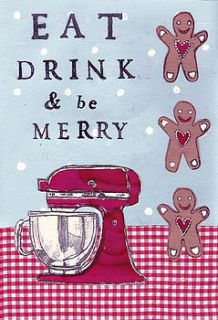 'eat drink and be merry' art print by helena tyce designs