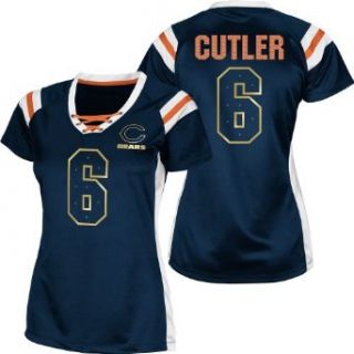 Women's Jay Cutler #6 Chicago Bears NFL Draft Him III Shimmer Jersey by Majestic Athletic (Navy Whit(SizeLARGE) Clothing