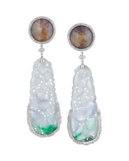 Sapphire & Swirling Jade Drop Earrings