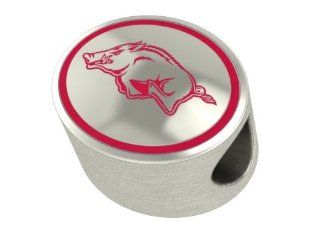 Arkansas Razorbacks Collegiate Bead Fits Most Pandora Style Bracelets Including Pandora, Chamilia, Zable and More. Highest Quality Bead Available and in Stock for Immediate Shipping. Officially Licensed Jewelry