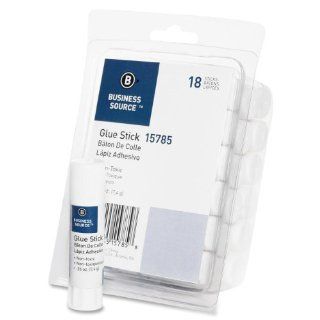 Business Source Products   Glue Stick, Permanent, 26 oz., 18/PK, White   Sold as 1 PK   Glue stick features easy to use solid stick formulation. Applicator twists up for use and retracts for storage. Rub onto paper, fabric, photos, and cardboard. Nontoxic 
