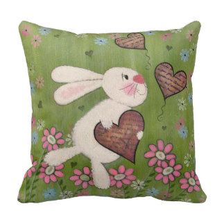 Some Bunny Loves You   Easter Rabbit Kids Art Pillow