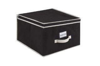 Kennedy Home Collection 5172 Jumbo Size Collapsible Storage Box, Black/Cream   Lidded Home Storage Bins