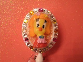 Tweety Bird Hula Swarovski Crystal Embellished Badge Holder, id Holder, Retractable Reel, Free WATERPROOF Sleeve FREE SHIPPING WHEN 2 OR MORE ITEMS PURCHASED : Office Products