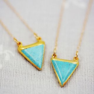 24k gold dipped turquoise triangle necklace by j&s jewellery