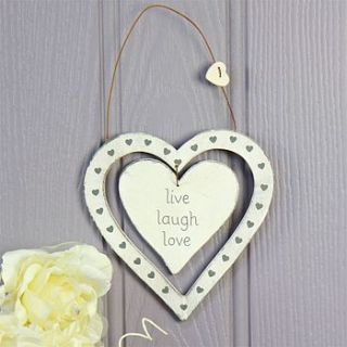 live laugh love hanging heart plaque by lisa angel homeware and gifts