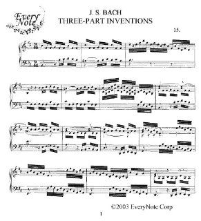 Bach J.S. 3 Part Inventions: Invention No. 15: Instantly download and print sheet music: J.S. Bach: Books