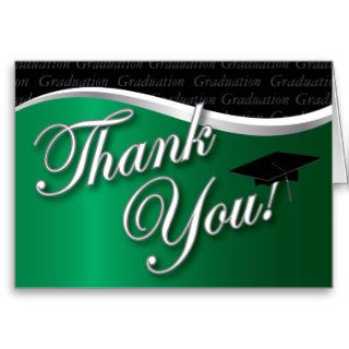 Green and Black Graduation Thank You Cards