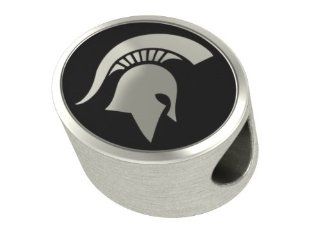 Michigan State University MSU College Jewelry and Bead Fits Most Pandora Style Bracelets. High Quality Bead in Stock for Immediate Shipping: Jewelry