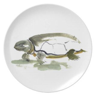 Turtle, traditional Sumi e in color Plates