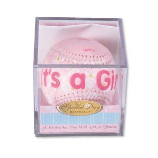 "IT'S A GIRL" Baseball  BIRTH ANNOUNCEMENT/Keepsake/GIFT/Pink   INCLUDES DISPLAY BOX/Shower/CHRISTENING/NEW BABY GIFT 3" Diameter : Other Products : Everything Else