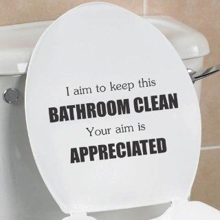 I aim to keep this bathroom clean your aim is appreciated funny toilet seat bathroom home vinyl decal sticker   Wall Decor Stickers