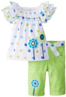 Young Hearts Baby Girls Infant 2 Piece Daisy Pant Set, White, 18 Months: Clothing