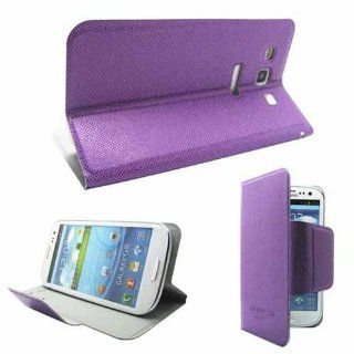 Purple PU Leather Adhesive Flip Cover with Card Holder and viewing stand for Samsung i9300 Galaxy S 3 III: Cell Phones & Accessories
