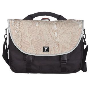 Glitter Sequins Shine Rhinestones Beige Lace Laptop Bag