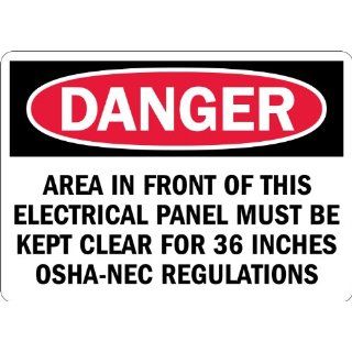 SmartSign 3M Engineer Grade Reflective Label, Legend "Danger Area Must be Kept Clear for 36 inches", 7" high x 10" wide, Black/Red on White Industrial Warning Signs