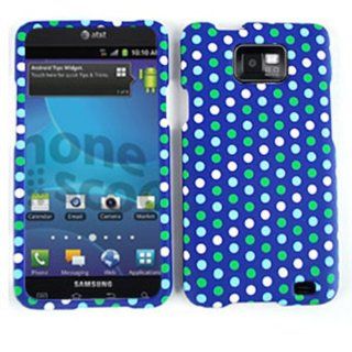 CELL PHONE CASE COVER FOR SAMSUNG GALAXY S II / ATTAIN I777 WHITE GREEN DOTS ON BLUE: Cell Phones & Accessories