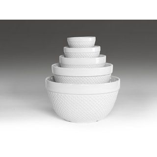 TTU Gallery 5 Piece Mixing Bowl, Hobnail White: Kitchen & Dining