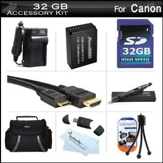 32GB Accessories Kit For The New Canon EOS SL1 DSLR, EOS M, EOS M Compact Systems Mirrorless Camera Includes 32GB High Speed SD Memory Card + Extended Replacement (1150Mah) For Canon LP E12 Battery + Ac/Dc Travel Charger + Mini HDMI Cable + Case + More : D