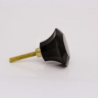 black cut glass furniture knob for a modern home decor by trinca ferro