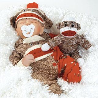 Baby Doll that Looks Real, Sock Monkey Business 16 inch with Weighted Body  Paridise Dolls  Baby