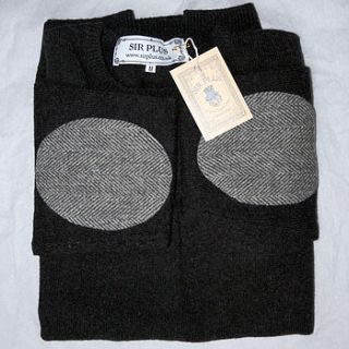 charcoal crew neck with elbow patches by sir plus