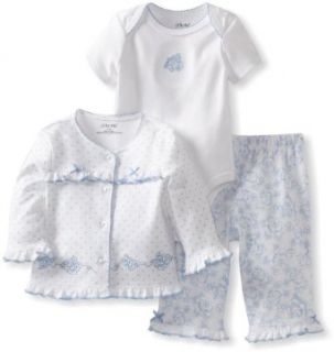 Little Me Baby girls Newborn Blue Rose Take Me Home Set, Blue Floral, 9 Months: Clothing