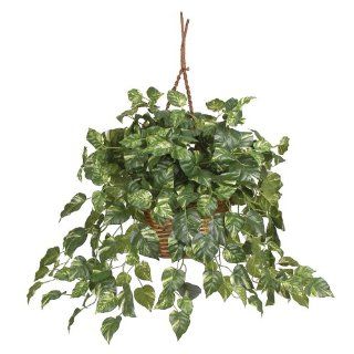 Real Looking Pothos Hanging Basket Silk Plant Green Colors   Silk Plant   Artificial Plants