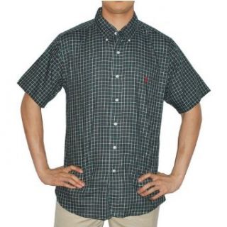 Mens Polo Ralph Lauren dark green plaid print short sleeve Blake shirt. Very high quality that looks great with various styles.(Size:L   53004 53005): Clothing