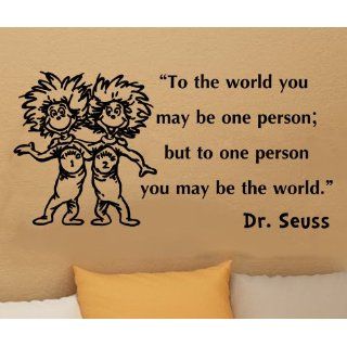 Dr Seuss Thing 1 Thing 2 to the World You May Be One Person Wall Quote Vinyl Wall Art Decal Sticker   Other Products
