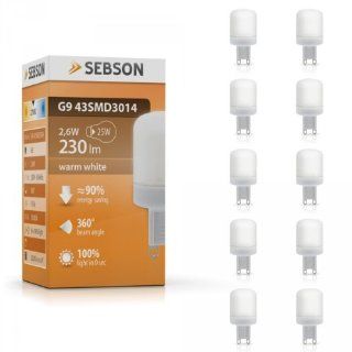 SEBSON 10er Pack G9 LED Lampe 2,6W 230lm (Ersetzt 25W) [Warm Wei   SMD LED Leuchtmittel   160 Abstrahlwinkel]: Beleuchtung