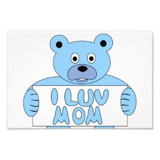 Cartoon Blue Bear I Luv Mom (I Love Mom) Photographic Print